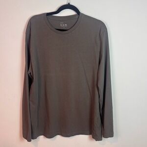 Topten Mens Brown 100% Organic Cotton Long Sleeve Tee Size 115 (Large) Comfort